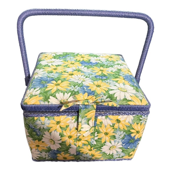 Vintage Printed Sewing Basket Floral Design - Picture 2 of 6